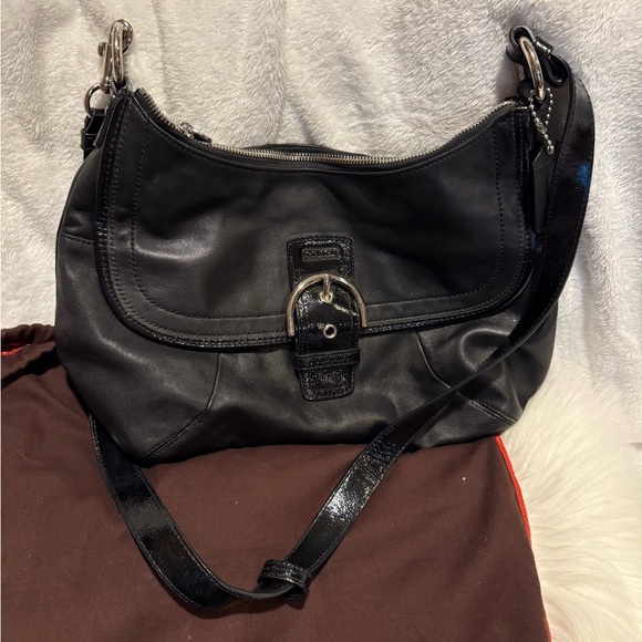 EUC COACH Black Leather Shoulder Bag - Picture 1 of 11